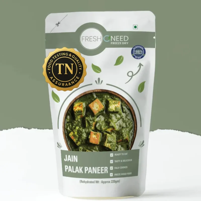Ready to Eat Jain Palak Paneer | No Onion No Garlic | Freeze-Dried Sattvik Indian Meal for Export